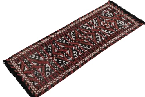 Tribal runner in red, black and white geometric pattern | Area Rug in Rugs by Rug and Kilimarea