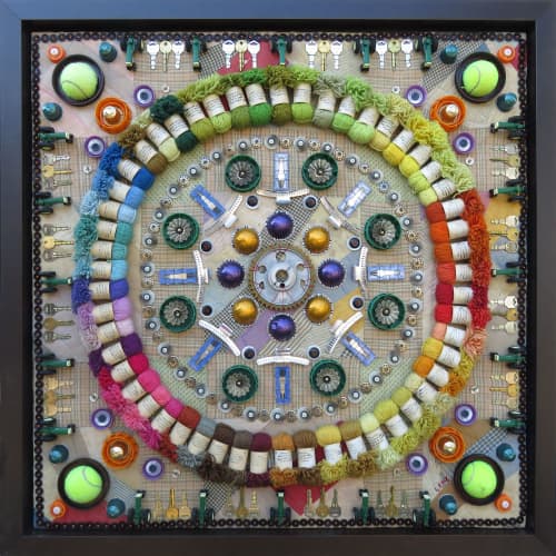 Mandala CVIII | Embroidery in Wall Hangings by Susan Lenz. Item composed of fabric and aluminum