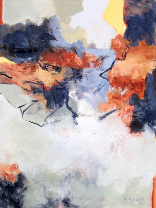 October Mood | Oil And Acrylic Painting in Paintings by Simona Gocan. Item composed of canvas compatible with contemporary style