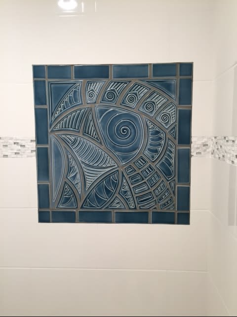 Custom Shower Detail | Ornament in Decorative Objects by Lynne Meade | Palo Alto in Palo Alto. Item made of stoneware