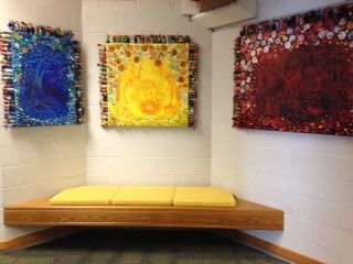 Relationships Triptych | Mixed Media by Judith Joseph | Westmoor Elementary School in Northbrook. Item composed of glass and synthetic