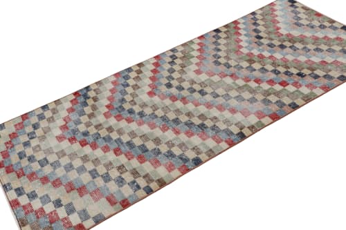Vintage Zeki Müren Runner Rug with Geometric Patterns | Area Rug in Rugs by Rug and Kilim