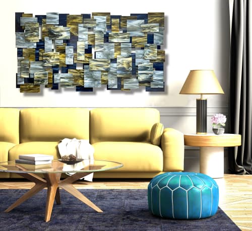 "Goldust" Glass and Metal Wall Sculpture | Wall Hangings by Karo Studios. Item made of metal with glass