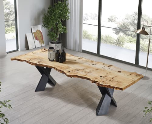 Mappa Burl Dining Table - Light Wood Kitchen Table | Tables by Tinella Collection. Item made of wood & synthetic compatible with contemporary and country & farmhouse style