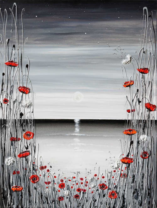 Moonlight Evening original painting on canvas ready to hang | Oil And Acrylic Painting in Paintings by DaggArt. Item composed of canvas & synthetic