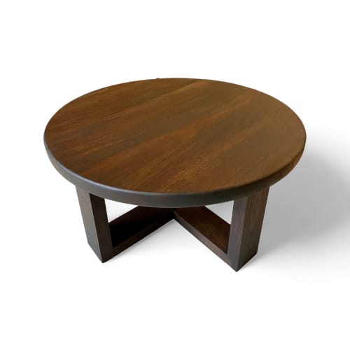 Custom Made Black Walnut Round Coffee Table | Tables by Good Wood Brothers. Item composed of walnut