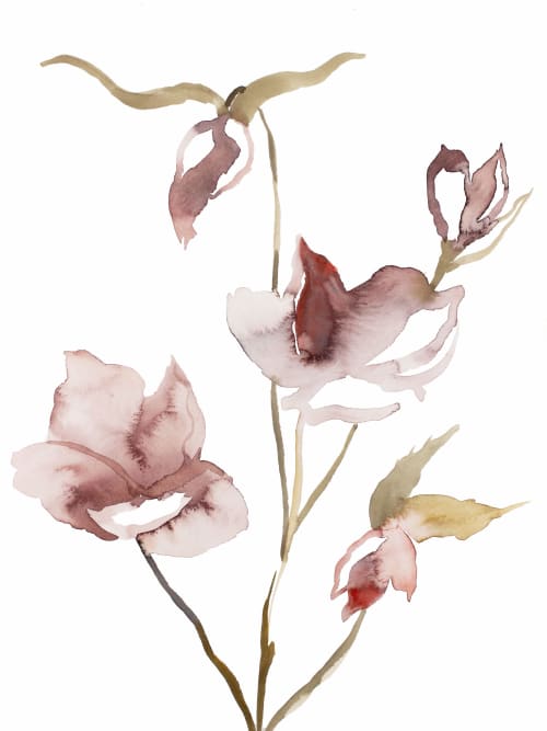 Hellebore No. 22 : Original Watercolor Painting | Paintings by Elizabeth Becker. Item made of paper compatible with minimalism and contemporary style