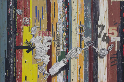 Fragile Machinery | Collage in Paintings by Glen Gauthier. Item made of paper