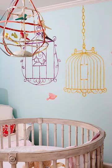 Bird Cage Nursery Mural | Murals by Nicolette Atelier. Item made of synthetic