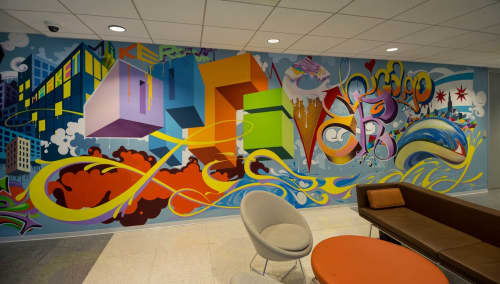 Optiver US Corporate Headquarters Mural | Murals by Gregory Gove | Optiver US LLC in Chicago. Item made of synthetic