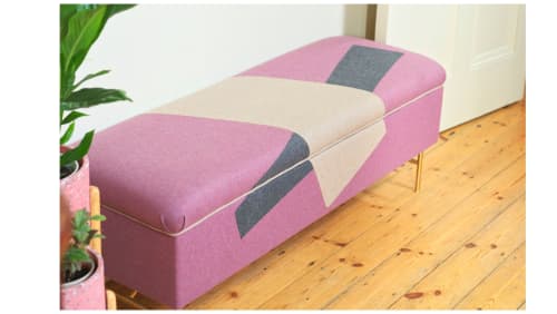 Laszlo fully upholstered storage bench | Benches & Ottomans by Sadie Dorchester. Item made of wood with cotton