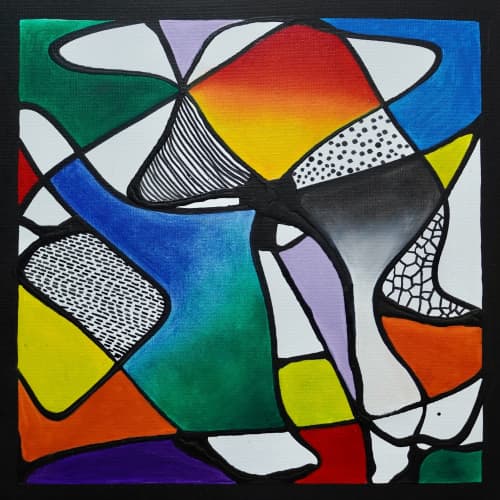 Harlequin - Festive Frenzy 1 | Oil And Acrylic Painting in Paintings by Aarti Bartake. Item made of canvas with synthetic
