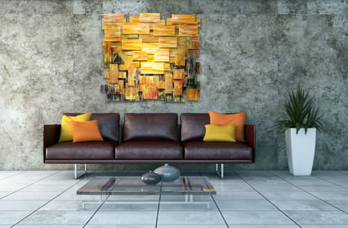 "Autumn" Glass and Metal Wall Art Sculpture | Wall Sculpture in Wall Hangings by Karo Studios. Item made of metal with glass