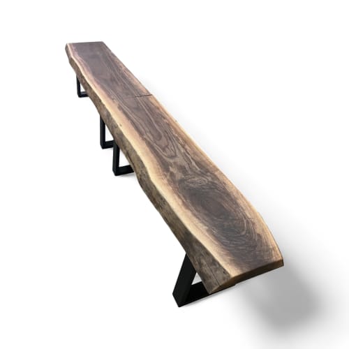 Solid Walnut Bench | Benches & Ottomans by Good Wood Brothers. Item made of walnut with metal works with mid century modern style