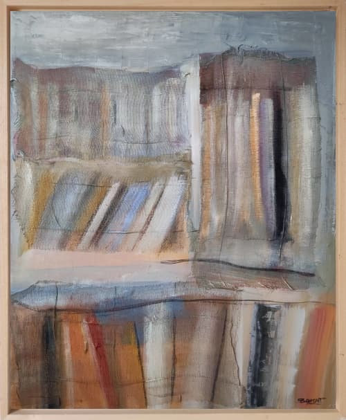 Bibliothèque 8 / Library 8 | Oil And Acrylic Painting in Paintings by Sophie DUMONT.. Item made of canvas works with minimalism & contemporary style