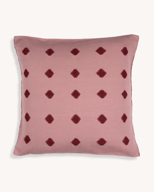 The Path Of The Sun Handwoven Cushion (PINK) | Pillows by Routes Interiors. Item made of cotton works with boho & eclectic & maximalism style