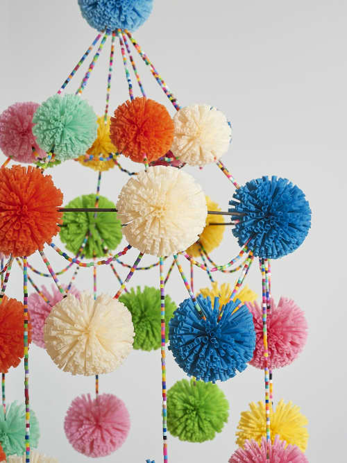 Kinetic Paper Chandelier / Mobile "JOY" | Sculptures by Paula Hartmann. Item composed of paper and synthetic in eclectic & maximalism style