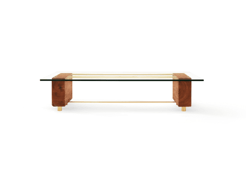 Cinco Cuerdas - Architectural Low Center Table | Coffee Table in Tables by HERBEH WOOD. Item composed of wood and brass in minimalism or contemporary style