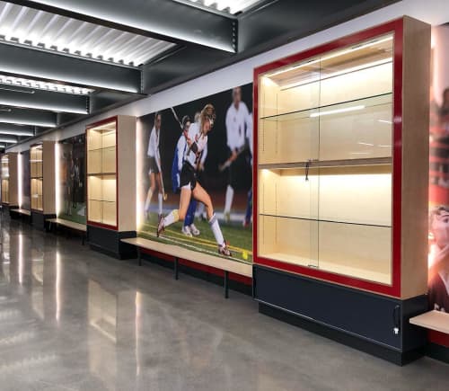 Custom Cabinet | Storage by Housefish | Colorado Academy in Denver. Item composed of wood and glass
