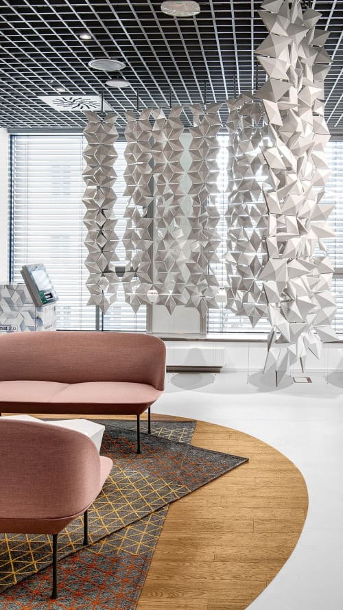 Curved Hanging Partition | Divider in Decorative Objects by Bloomming, Bas van Leeuwen & Mireille Meijs | Tatra banka - bankomat in Bratislava. Item composed of synthetic