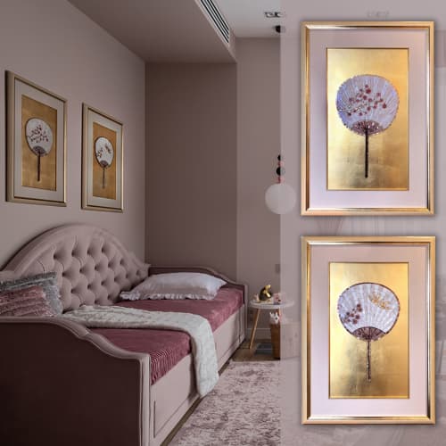 Oriental fans - set of two | Mosaic in Art & Wall Decor by Julia Gorbunova. Item made of glass