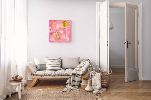 Play #2 — Contemporary Abstract Pink Oil Painting on Canvas | Oil And Acrylic Painting in Paintings by Vincent Salvati – Contemporary Abstract Painter | NJ`. Item composed of canvas compatible with contemporary and modern style