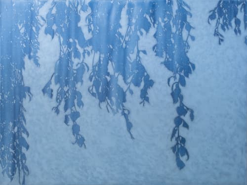 Twilight Birch: 32 x 42" Framed acrylic painting on canvas | Oil And Acrylic Painting in Paintings by Christine So