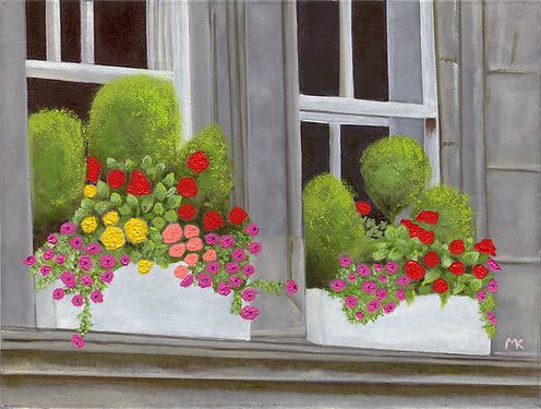 St. Andrews Window Box - Original Oil Painting on Canvas | Oil And Acrylic Painting in Paintings by Michelle Keib Art. Item made of canvas