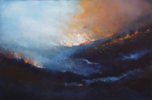 On Fire | Oil And Acrylic Painting in Paintings by Nilou Farzam | San Francisco Women Artists Gallery in San Francisco. Item made of canvas works with minimalism & contemporary style