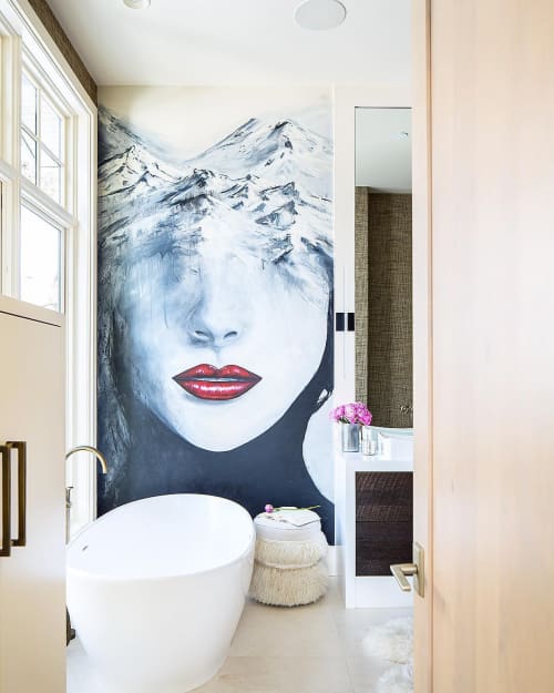 Deer Valley Bathroom Mural by Kristin Llamas Fine Art at Private