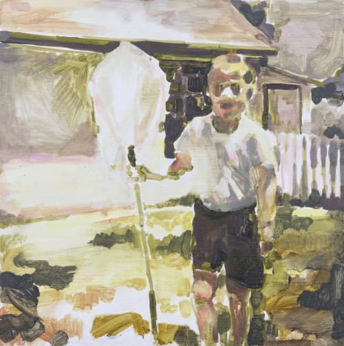 The Yard Boy | Oil And Acrylic Painting in Paintings by Emilie Syme-Lamont. Item made of wood with synthetic