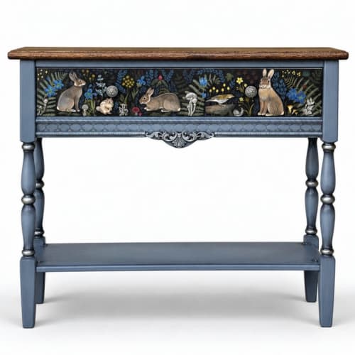 Where the Ovenbird Sings — Woodland Console with Drawer | Console Table in Tables by Birds and Gardens Inc. Item composed of oak wood in country & farmhouse or eclectic & maximalism style