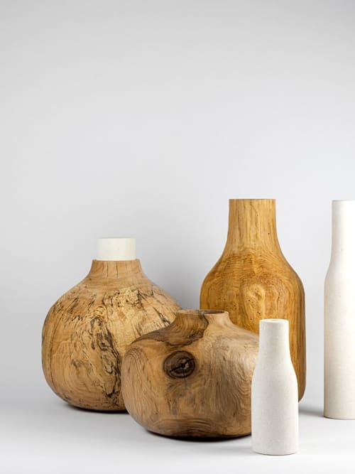 Nesto | Vase in Vases & Vessels by gumdesign. Item made of walnut with marble works with modern style