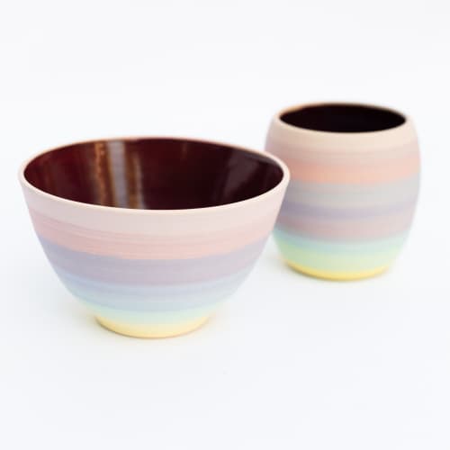 Rainbow Ombre Bowl | Serving Bowl in Serveware by Tina Fossella Pottery. Item made of stoneware