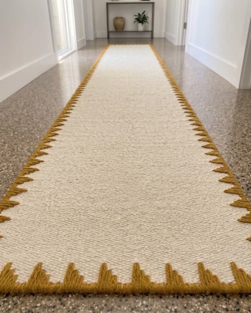 Handwoven Natural Woolen Runner Rug | Rugs by Evergreen Carpets. Item made of wool compatible with boho and minimalism style
