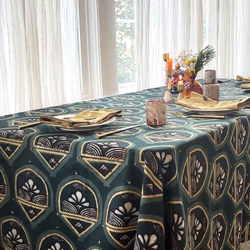 Rajkumari Organic Cotton Tablecloth | Linens & Bedding by ichcha. Item made of cotton compatible with boho and eclectic & maximalism style