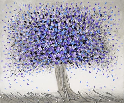 Purple Blossom | Oil And Acrylic Painting in Paintings by Amanda Dagg. Item made of canvas & synthetic