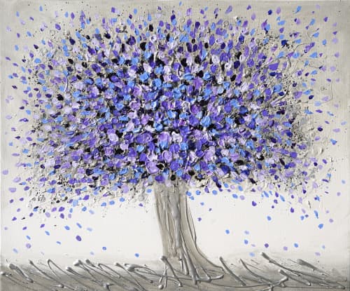 Purple Blossom | Oil And Acrylic Painting in Paintings by DaggArt. Item made of canvas & synthetic
