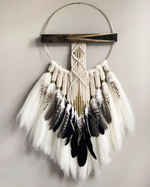 The Hawken | Macrame Wall Hanging in Wall Hangings by Timber and Torch. Item made of wood with cotton works with modern & southwestern style