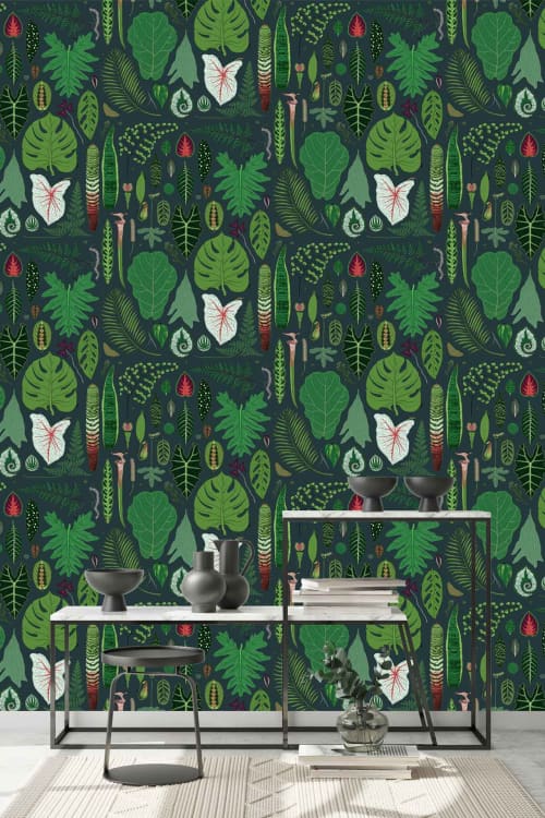 Exotic House Plants | Wallpaper in Wall Treatments by Cara Saven Wall Design. Item composed of paper