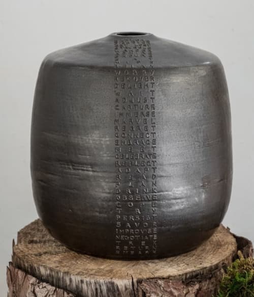 Black ceramic vase - decorative vase | Decorative Objects by MARIE MARTIN CERAMICS. Item made of stoneware compatible with minimalism and contemporary style