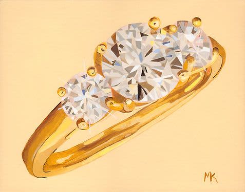 Diamond Ring with Blue Reflections - Original Oil Painting | Oil And Acrylic Painting in Paintings by Michelle Keib Art. Item composed of canvas