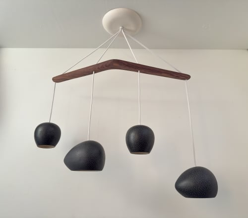 Claylight Tune | Chandeliers by lightexture. Item made of wood with ceramic works with boho & minimalism style