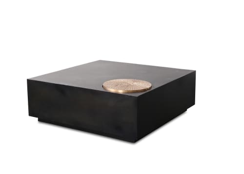 Paolo Table with Burnished Steel Structure by Costantini | Coffee Table in Tables by Costantini Design. Item composed of wood and aluminum