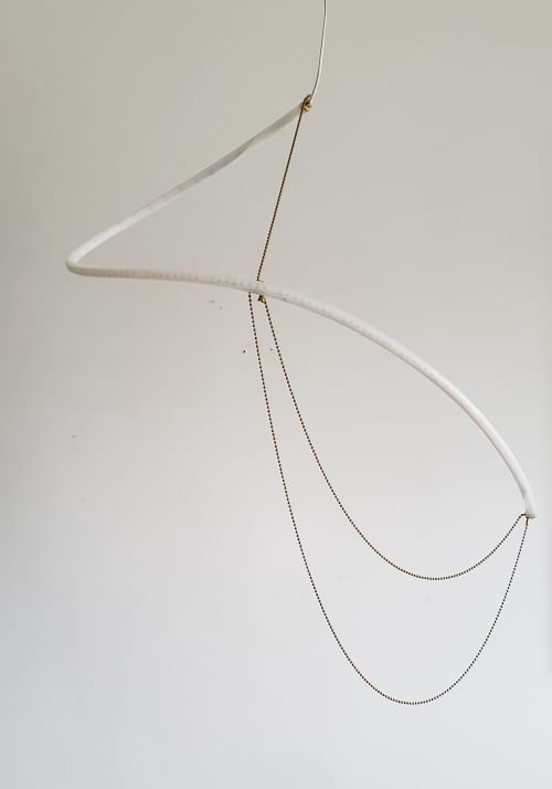 Static Light, vertical | Pendants by Tonya Hart. Item composed of brass