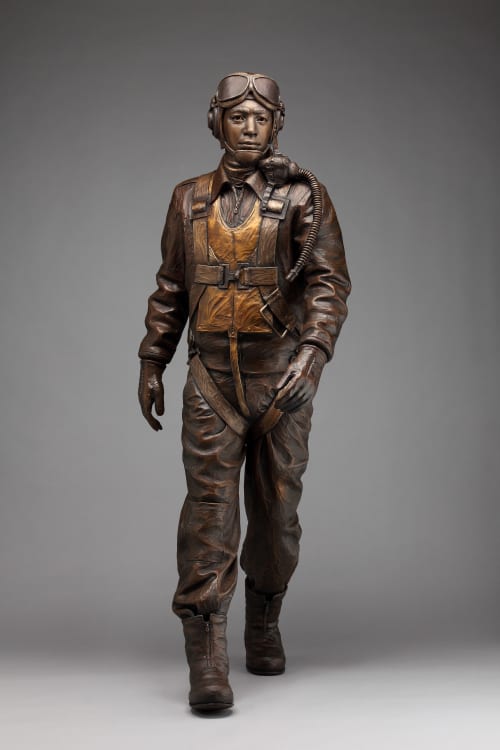Tuskegee Airman, Joe Gomer | Public Sculptures by Sutton Betti | Ellsworth Community College in Iowa Falls