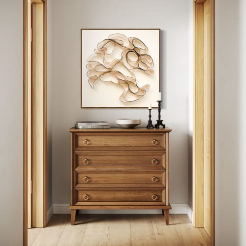 Fiber Art Wall Sculpture/Neutral Tones/Contemporary Art | Wall Hangings by Stef Shock. Item composed of cotton & glass compatible with boho and contemporary style