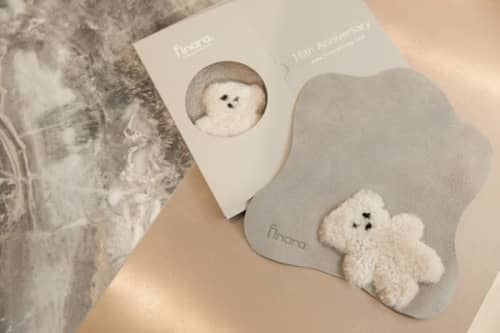 Wool & Leather “Bear Hug” Mouse Pad | Ornament in Decorative Objects by Finara