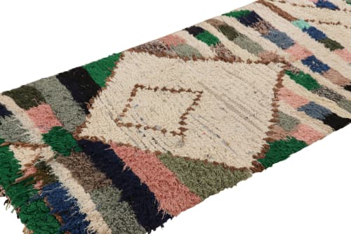 Vintage Moroccan Runner Rug with Colorful Stripes | Area Rug in Rugs by Rug and Kilim