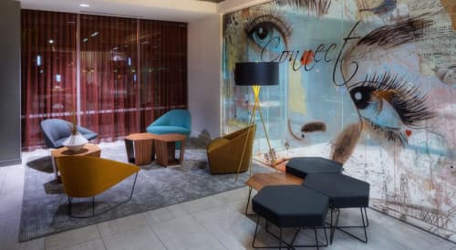 Hotel Eastlund Floating glass wall | Divider in Decorative Objects by Studio Art Direct | Portland in Portland. Item made of glass works with contemporary style